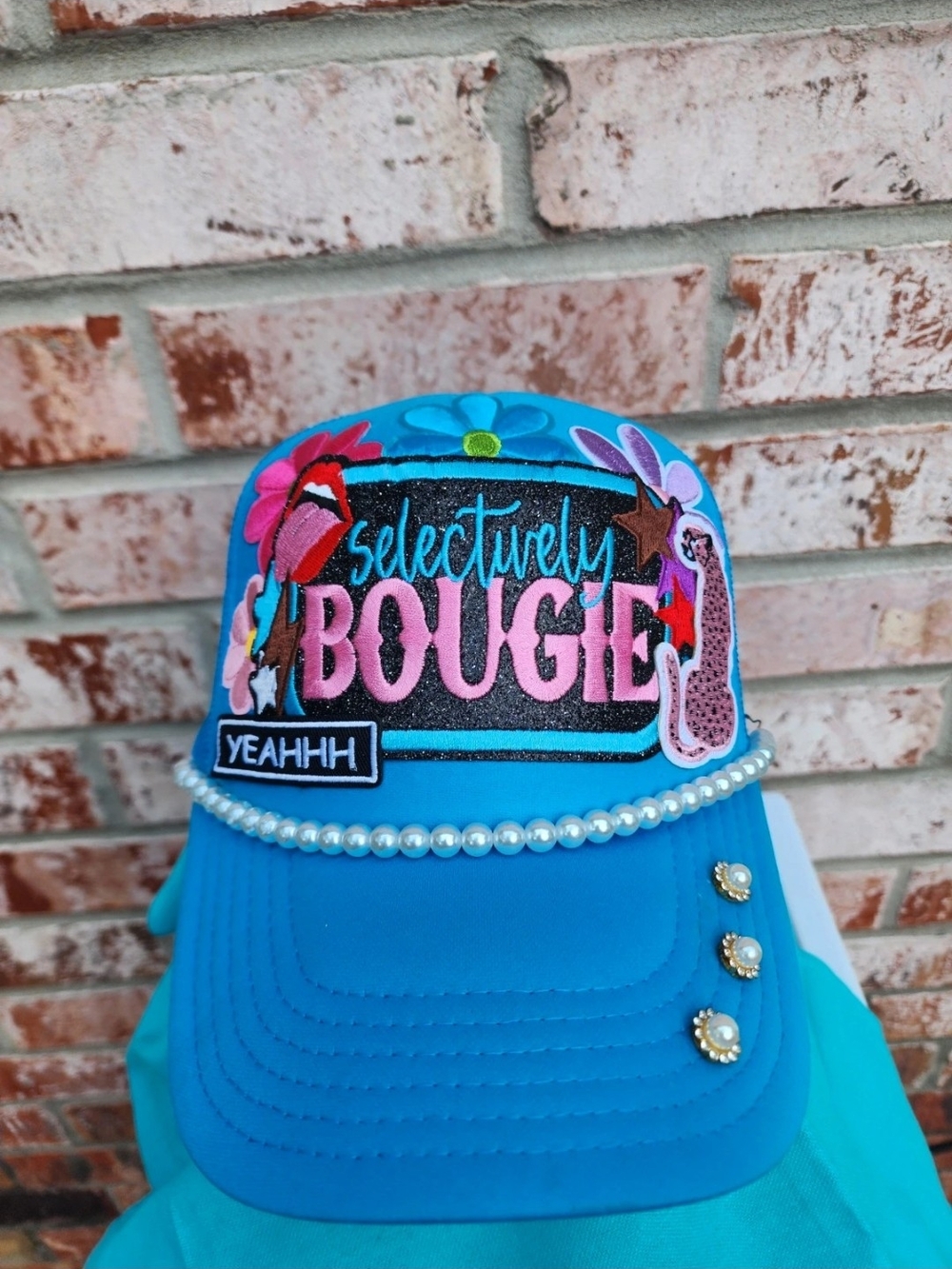 Selectively Bougie Women's Blue Embellished Cap